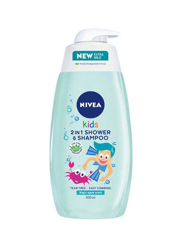 Nivea 500ml Aloe Vera Shower Gel and Shampoo with Magic Apple Scent for Kids