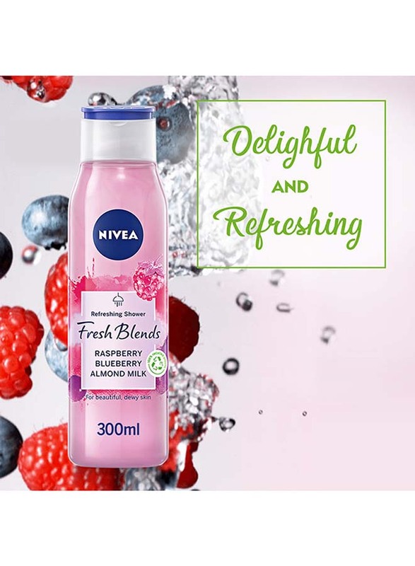 Nivea Fresh Blends Refreshing Shower Gel Raspberry Blueberry Almond Milk, 300ml