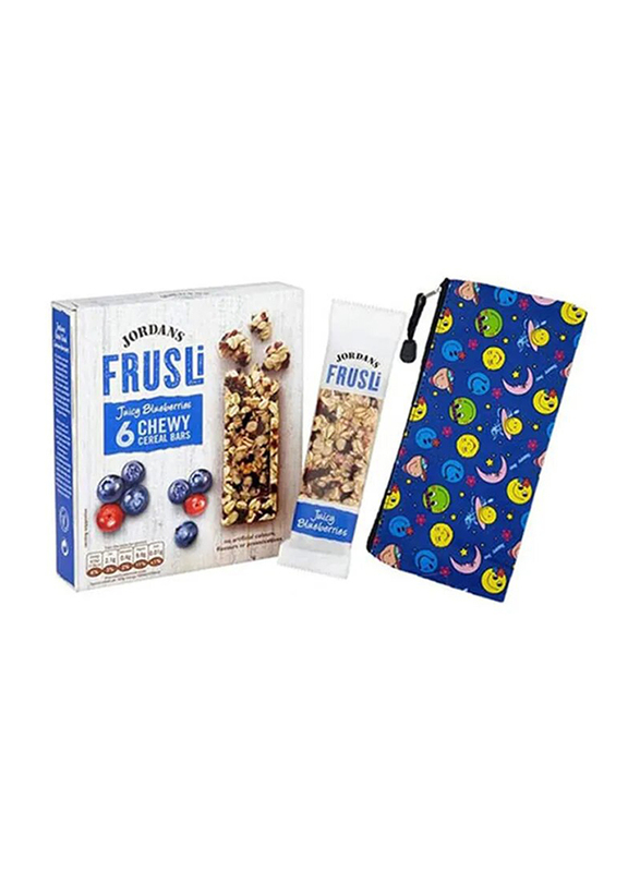 Jordans Frusli Juicy Blueberries Chewy Cereal Bar with Pencil Pouch, 6 x 30g