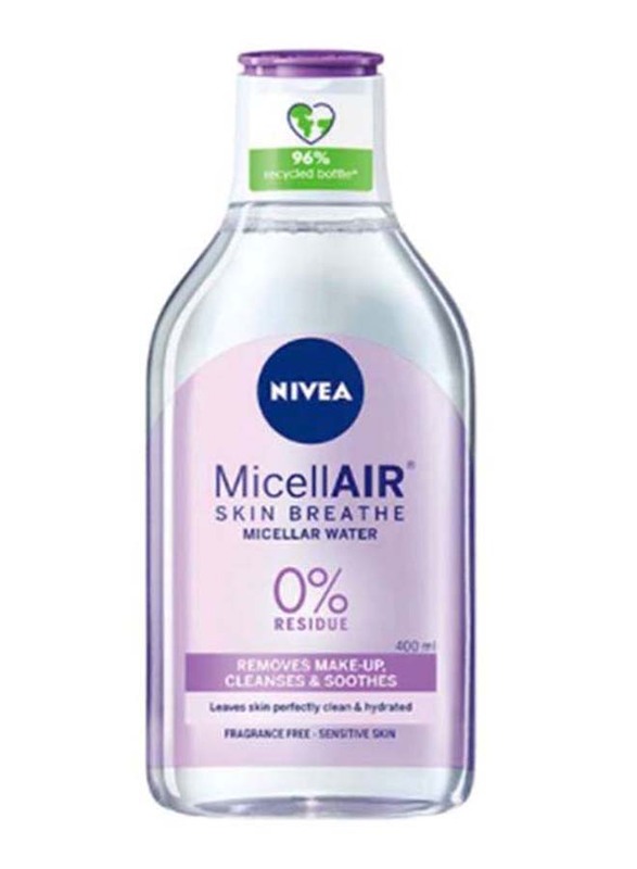 Nivea Micellar Water Makeup Remover for All Skin Types, 400ml, Clear