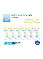 Waterwipes 96 Pieces Limited Edition Nose to Toes Bathing Wipes Pack for Baby, Newborn, White