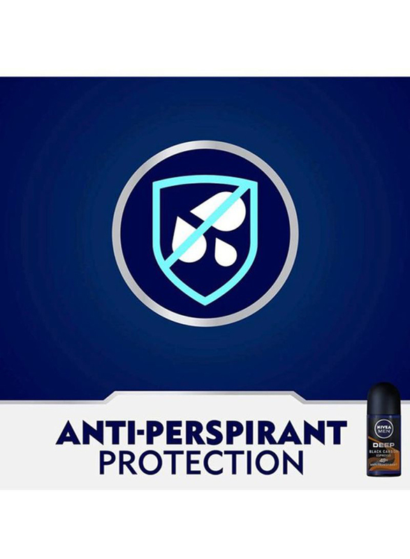 Nivea Deep Black Carbon Espresso Antiperspirant Roll-On for Men, 50ml