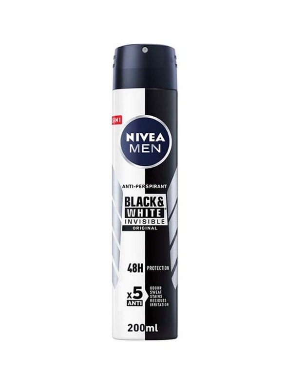 Nivea Black & White Invisible Original Antiperspirant Spary for Men, 200ml