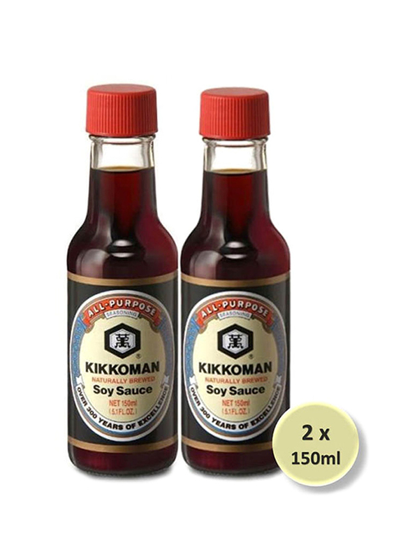 Kikkoman Natural Brewed Soya Sauce, 2 Bottle x 150ml