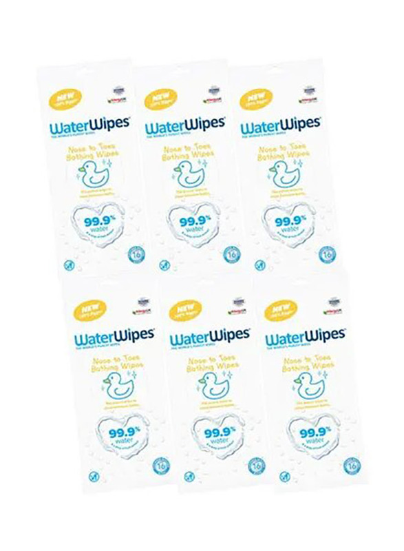 Water Wipes 96 Pieces Limited Edition Nose to Toes Bathing Wipes Pack for Baby, Newborn, White