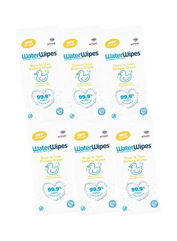 Waterwipes 96 Pieces Limited Edition Nose to Toes Bathing Wipes Pack for Baby, Newborn, White