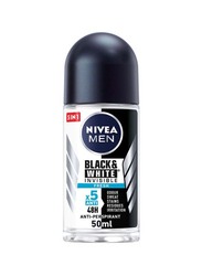 Nivea Black & White Invisible Fresh Antiperspirant Roll-On for Men, 50ml 