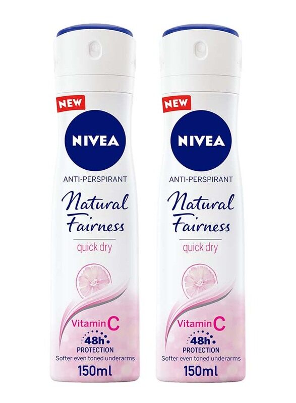 

Nivea Natural Fairness Antiperspirant Spray with Vitamin C, 2 x 150ml