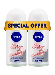 Nivea Antiperspirant Roll-On for Women, 50ml, 2 Pieces