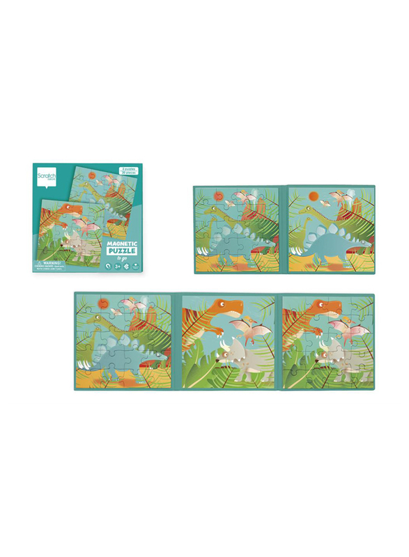 Scratch Europe 2 x 20-Piece Set Dinosaurs Magnetic Book To Go Puzzle