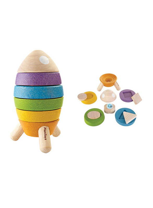 Plan Toys Stacking Rocket, Ages 1+, Multicolour