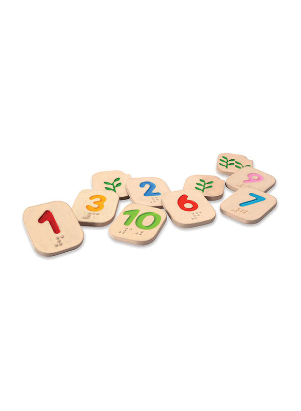 

Plan Toys Plantoys Braille Numbers 1-10 Wooden Tile Set, 10 Pieces, Ages 2+