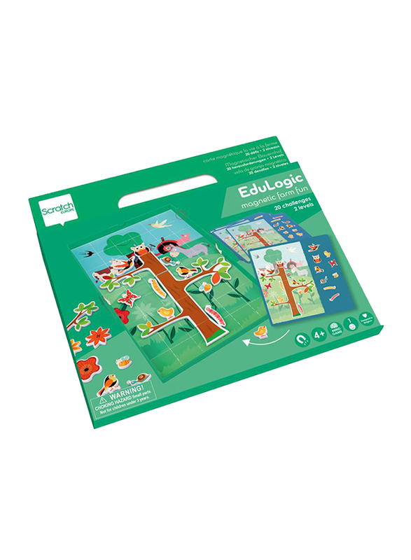 Scratch Europe Magnetic Farm Fun with 20 Challenges and 2 Levels Board Game, Age 4+