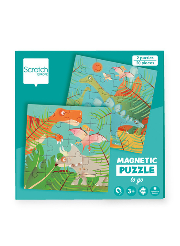 Scratch Europe 2 x 20-Piece Set Dinosaurs Magnetic Book To Go Puzzle