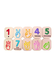 Plan Toys Hand Sign Numbers 1 to 10, 10 Pieces, Ages 2+, Multicolour