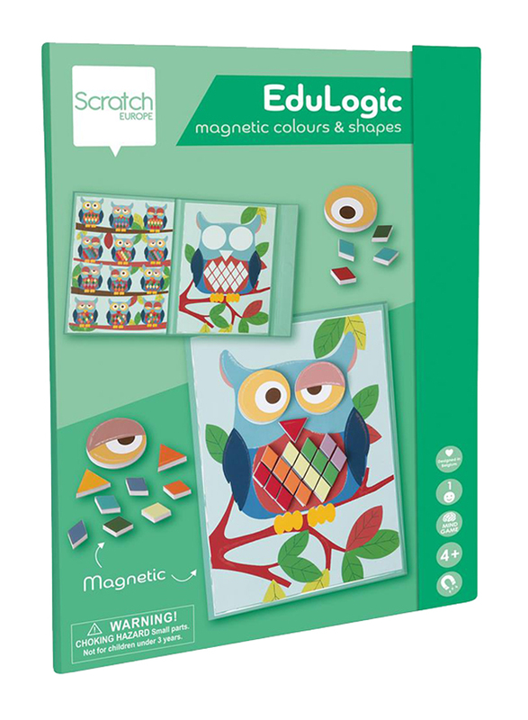 Scratch Europe Owl Magnetic Colours & Shapes Board Game, Age 4+