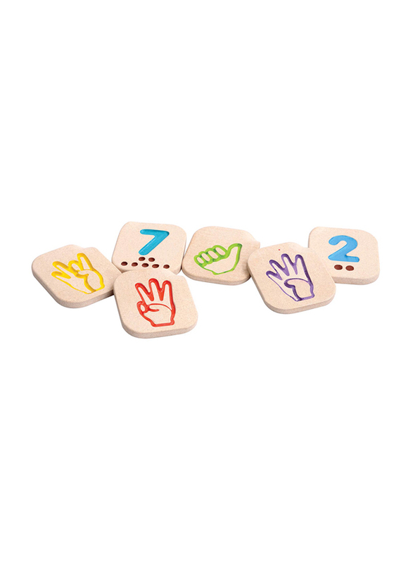 Plan Toys Hand Sign Numbers 1 to 10, 10 Pieces, Ages 2+, Multicolour