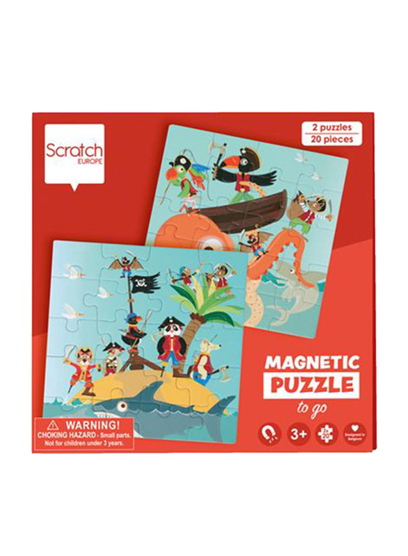 Scratch Europe 2 x 20-Piece Pirates Magnetic Puzzle Book to Go Set, Age 3+