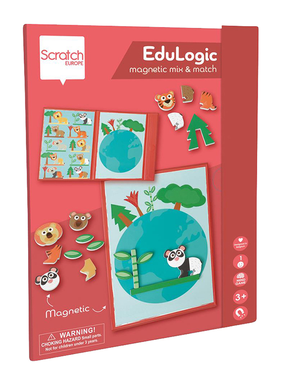 Scratch Europe Animal World Magnetic Mix & Match Board Game, Age 3+