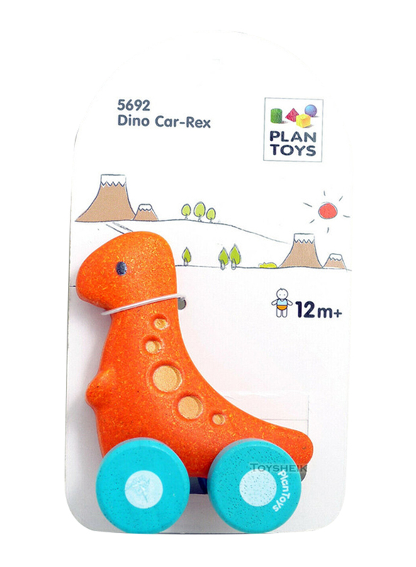 Plan Toys Rex Dino Car, Ages 1+, Multicolour