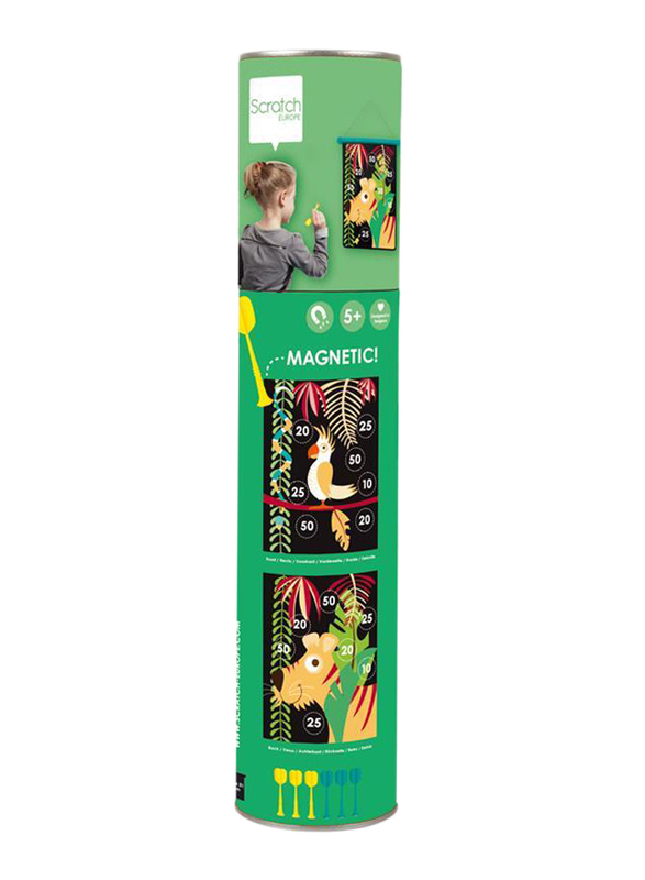 Scratch Europe Medium Tropical Jungle Magnetic Darts Board Set, Green/Yellow