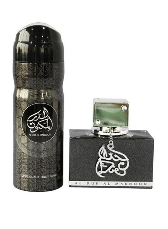 

Lattafa 2-Piece Al Dur Al Maknoon Gift Set for Men, 100ml EDP Perfume, 200ml Deodorant Spray