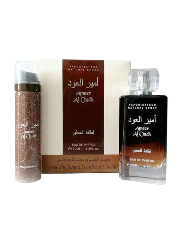 

Lattafa 2-Piece Ameer Al Oudh Gift Set Unisex, 100ml EDP Perfume, 50ml Deodorant