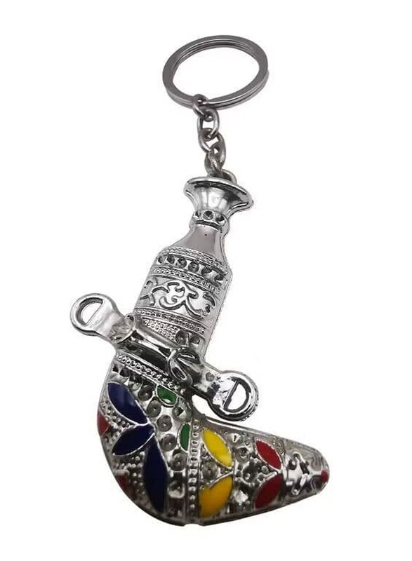 

Generic Beautiful Flower Embossed Sword Keychain, Silver