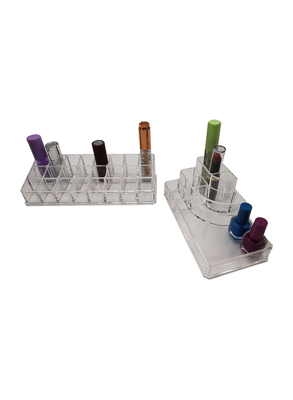 Acrylic Cosmetics Makeup Organizer Lipisticks Holder, Set of 2, Clear