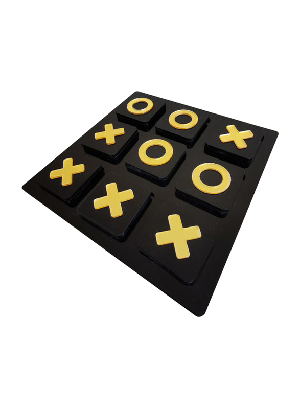 Acrylic 2 Players Tic Tac Toe Game Set, Black/Yellow