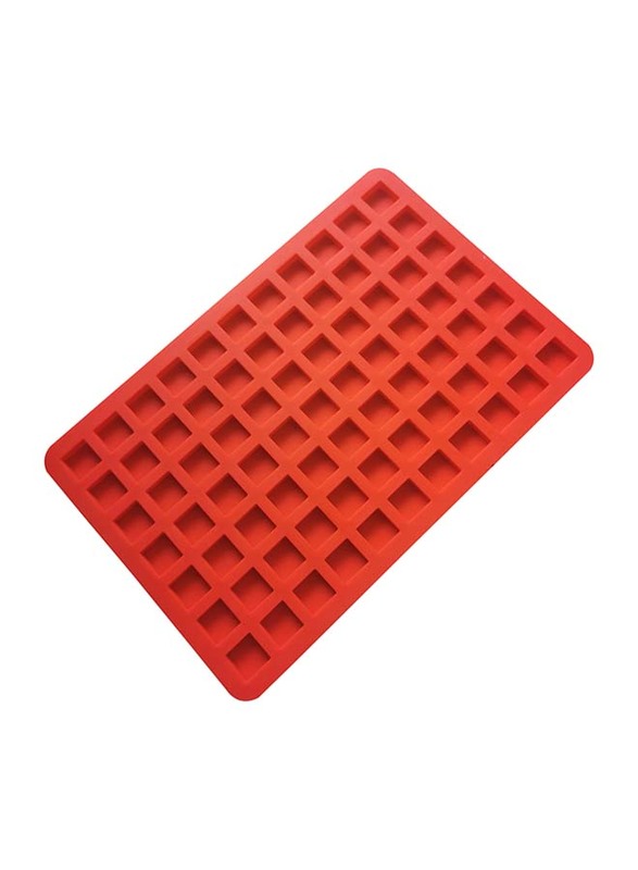 33cm 77-Cavity Silicone Chocolate Square Baking Mould, 33 x 22cm, Red