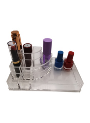 Acrylic Makeup Organizer Cosmetic Box Lipstick & Jewelry Storage Case Holder, 2-Pieces, Clear