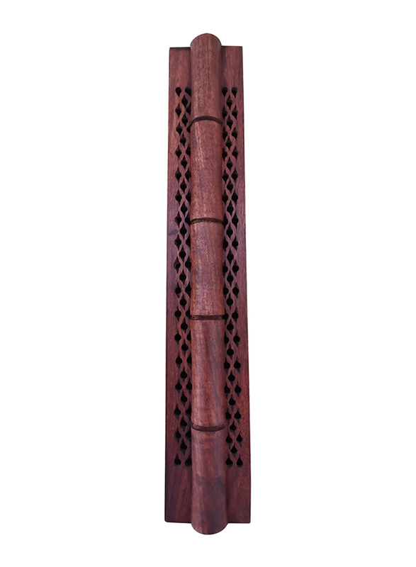 Hand-Carved Hollow Wooden Incense Burner Holder, Brown