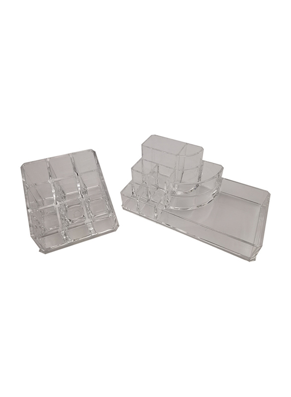 Acrylic Makeup Cosmetic Box Lipistick Storage Holder, 2-Pieces, Clear