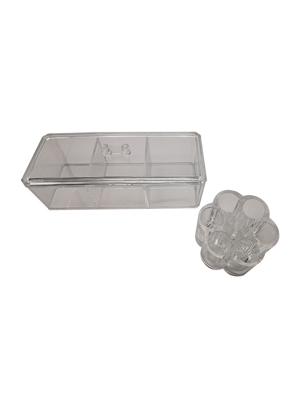 Acrylic Lipstick Holder StandCosmetic Makeup Organizer Case, 2-Pieces, Clear