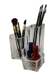 Acrylic Cosmetic Make-up Brush Storage Box and Lipisticks Holder, 2-Pieces, Clear