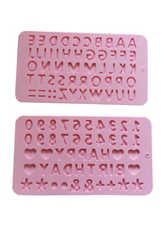 2 Pieces Silicone Alphabet & Letter Molds Happy Birthday Numbers Symbols Mold for Cake, Red