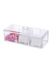 Acrylic Organizer Holder Cotton swab box Makeup Pads storage box desktop Organizer, Clear