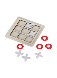 10-Piece Creative Wooden Tic Tac Toe Game, White/Red/Brown