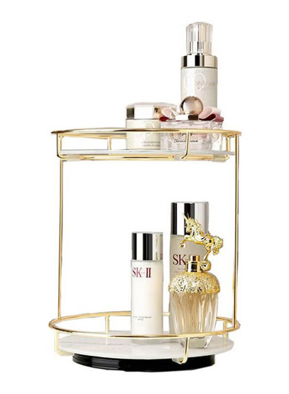 

East Lady 2-Tier Make Up Organizer, Gold/White
