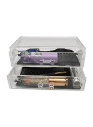 Acrylic Makeup & Jewelry Organizer with 2 Draw Cosmetic Storage Display Box, Clear