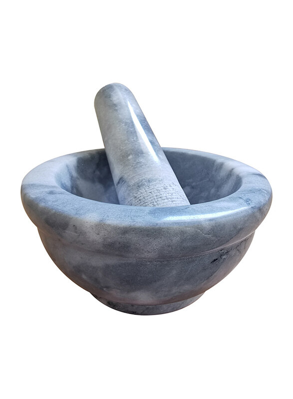 

Generic 14 x 7cm Round Solid Marble Mortar and Pestle Bowl Set, Grey