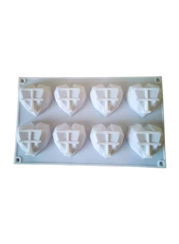 

Asmat 8-Cavity 3D Heart Shaped Mould, Ezm-44, 30x17cm, White