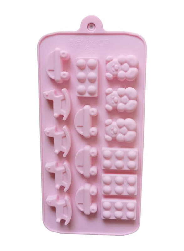 

Generic 15-Cavity Toy Car Block and Bear Shape Silicone Mould, EMLD-35, 20x10.5cm, Pink