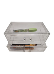 Acrylic Makeup & Jewelry Organizer with 2 Draw Cosmetic Storage Display Box, Clear