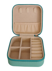 Portable Travel Jewelry Organizer with Zipper, Green