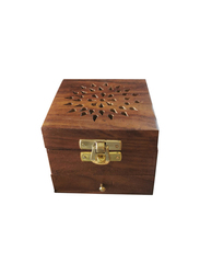 Handmade Wooden Classic Box Shape Incense/Dhoop Burner Holder, Brown