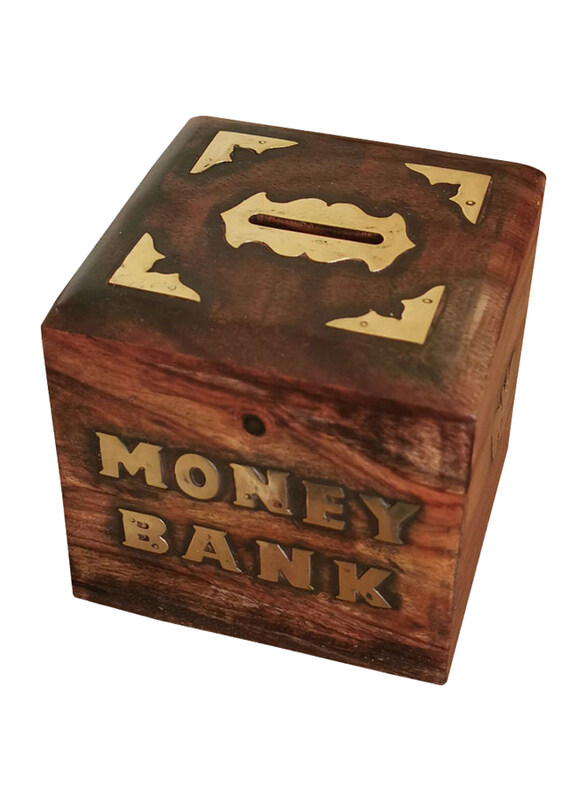 

Generic Handmade Antique Beautiful Wooden Money Bank, Ages 3+, Brown