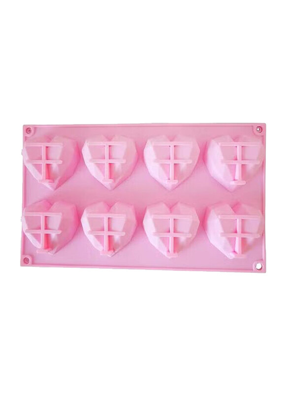 

Generic 8-Cavity 3D Heart Shaped Mould, Ezm-42, 30x17cm, Pink