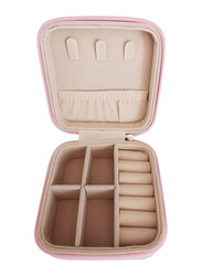 Portable Travel Jewelry Organizer with Zipper, Pink